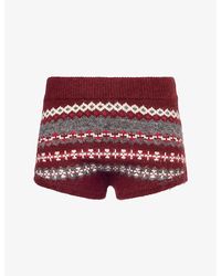 GOOD AMERICAN - The Knit Fair-Isle Woven Micro Shorts - Lyst