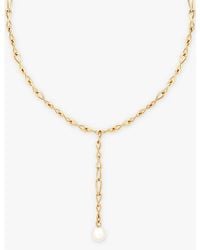 Astrid & Miyu - Infinite Rhodium-Plated Sterling- And Freshwater-Pearl Lariat Necklace - Lyst