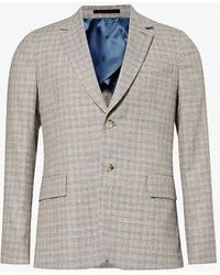 Paul Smith - Checked Single-breasted Wool, Cotton And Linen-blend Blazer - Lyst