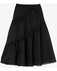 Sandro - Christina Tiered-panel Linen-blend Maxi Skirt - Lyst