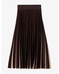 Reiss - Serena Pleated Woven Midi Skirt - Lyst