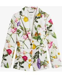 Ted Baker - Ziaah Floral-print Single-breasted Woven Blazer - Lyst