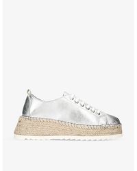 Carvela Kurt Geiger - Chase Metallic Espadrille-Flatform Leather Low-Top Trainers - Lyst