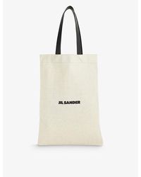 Jil Sander - Book Grande Logo-print Cotton And Linen Tote Bag - Lyst