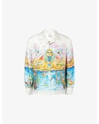 CASABLANCA - Egypt Long-Sleeve Printed Silk Shirt - Lyst