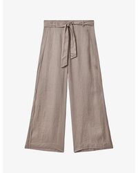 Reiss - Harry Side-split High-rise Linen Trousers - Lyst