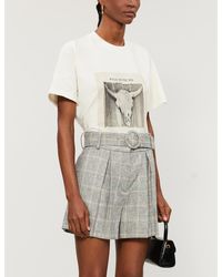 Sandro Beya Checked High-rise Linen-blend Shorts - Gray