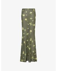 HYPHEN - Floral-Print Sheer Maxi Skirt - Lyst