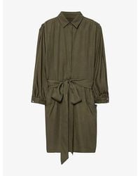 AllSaints - Noora Belted-Waist Silk-Blend Mini Dress - Lyst