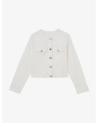 Reiss - Medora Round-Neck Denim Jacket - Lyst