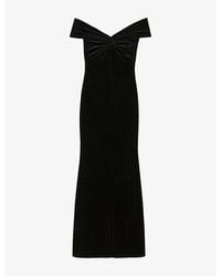 Ro&zo - Lia Off-Shoulder Velvet Maxi Dress - Lyst