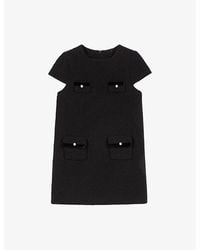 Maje - Collared Short-Sleeve Stretch-Tweed Mini Dress - Lyst