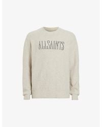 AllSaints - Ecru Carson Logo-Embroidered Crew-Neck Stretch Organic-Cotton Jumper - Lyst