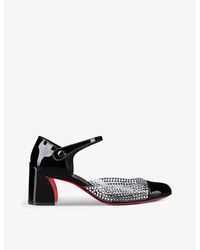 Christian Louboutin - Miss Mj Strass 55 Crystal-embellished Patent-leather And Pvc Pumps - Lyst