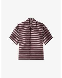 Sandro - Striped Boat-Neck Relaxed Woven Shirt - Lyst
