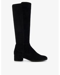 Dune - Tayla Wide-Fit Suede Heeled Knee-High Boots - Lyst