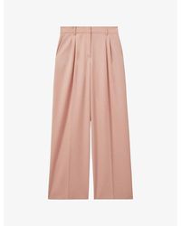 Reiss - Billie Double-Pleat Wide-Leg Woven Trousers - Lyst