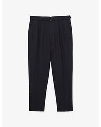Reiss - Strap Belted-Waist Tapered-Leg Stretch Wool-Blend Trousers - Lyst