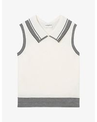 Claudie Pierlot - Sleeveless Double-Collar Stretch-Knit Top - Lyst