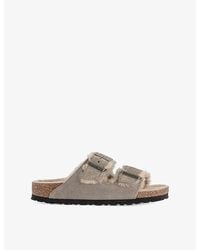 Birkenstock - Arizona Shearling-Lined Suede Sandals - Lyst