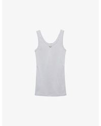 Prada - Logo-Plaque Ribbed-Knit Cotton Tank Top - Lyst