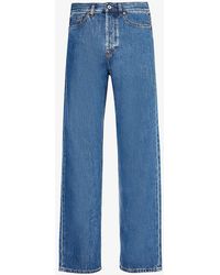 Valentino - Brand-patch Contrast-stitch Regular-fit Straight-leg Jeans - Lyst