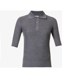 Bottega Veneta - Rib Silver-toned Hardware Wool Polo Shirt - Lyst