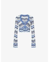 Devon Windsor - Stella Zigzag-Pattern Knitted Cardigan - Lyst