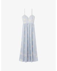 Claudie Pierlot - Floral Sweetheart-Neck Woven Midi Dress - Lyst