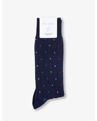 Paul Smith - Signature Dot-pattern Stretch-organic-cotton Blend Socks - Lyst