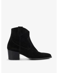 Dune - Possible Western Suede Heeled Ankle Boots - Lyst