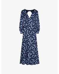 OMNES - Francoise Swan-Print Satin Maxi Dress - Lyst