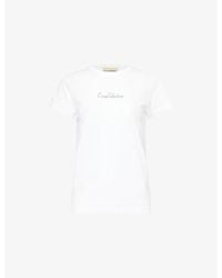 Valentino Garavani - Chez Embroidered Cotton-Jersey T-Shirt - Lyst
