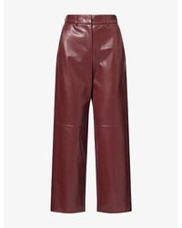 Max Mara - Straight-Leg Coated Leather-Look Trousers - Lyst