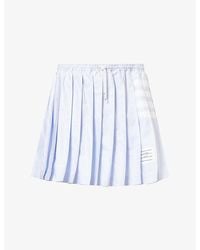 Thom Browne - Drawstring Pleated Cotton Mini Skirt - Lyst