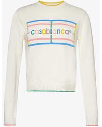 Casablancabrand - Logo-intarsia Contrast-trim Cotton Jumper - Lyst