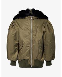 Simone Rocha - Split Faux-Fur Hood Oversized Woven Bomber Jacket - Lyst