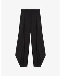 Loewe - Layered-Panel Wide-Leg High-Rise Wool-Blend Trousers - Lyst