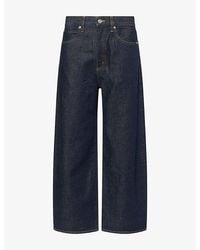 FRAME - The Bow Crop Wide-Leg High-Rise Denim Jeans - Lyst