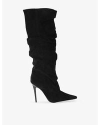 Steve Madden - Elona Ruched Suede Heeled Knee-High Boots - Lyst