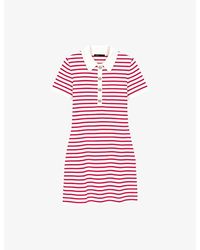 Maje - Striped Polo-Collar Cotton-Blend Mini Dress - Lyst