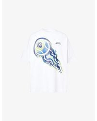 CASABLANCA - Flaming Tennis Ball Printed Stretch-Cotton T-Shirt - Lyst