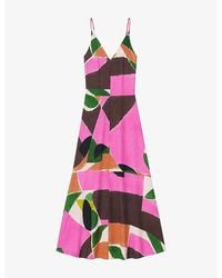 Ro&zo - Abstract-Print V-Neck Woven Maxi Dress - Lyst