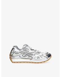 Bottega Veneta - Orbit Metallic Woven Low-Top Trainers - Lyst