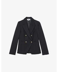 Reiss - Gigi Double-Breasted Wool-Blend Blazer - Lyst