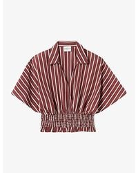 Claudie Pierlot - Striped Shirred-Waist Woven Top - Lyst