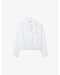 Claudie Pierlot - Pussybow Long-Sleeved Cotton-Poplin Blouse - Lyst
