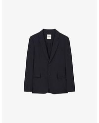 Sandro - Lapel-Collar Slim-Fit Stretch Wool-Blend Blazer - Lyst