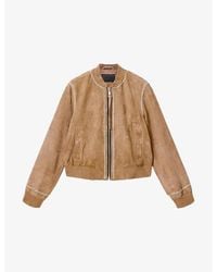 AllSaints - Orten Whip Contrast-Stitch Suede Bomber Jacket - Lyst