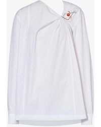 Dries Van Noten - Asymmetric-neck Split-side Cotton Shirt - Lyst